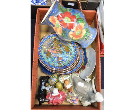A collection of ceramics including a Lladro figure, two Royal Doulton figures 'Babie' HN 1679 and 'Goody Two Shoes' HN 2037, 