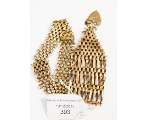 A 9ct gold gate bracelet; together with a 9ct gold 'D' link bracelet weighing approx 43.2 grams 