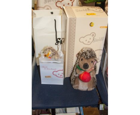 Steiff - Hedgehog key ring, together with Sigi - mohair Hedgehog boxed 