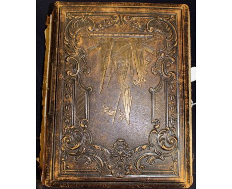 A Victorian British Army photograph album with early photographs, musical movement (af)