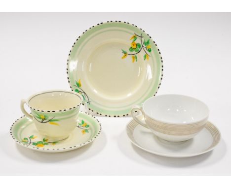 A Schonwald (361) tea service, circa 1960s, comprising teapot, milk, sugar, six cups and saucers, with a circa 1950s hand pai