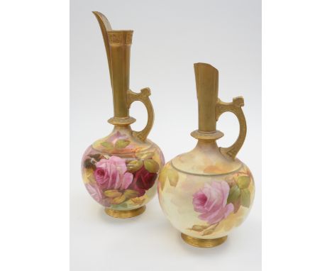 A pair of Royal Worcester jugs with elongated spout, one severely damaged (2) 
