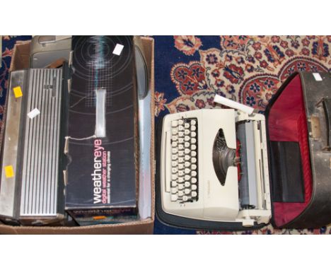 Weather station, two typewriters and Grundig record player 