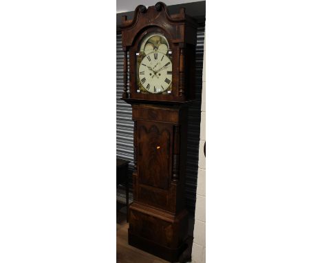 ***PLEASE NOTE NEW GUIDE PRICE***An early Nineteenth Century mahogany eight day longcase clock, having white enameled dial, w