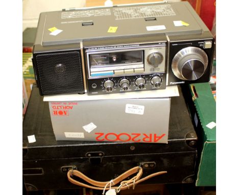 A portable record player, with Panasonic PLL Synthesizer and a boxed AR 2002 communications receiver (3) 