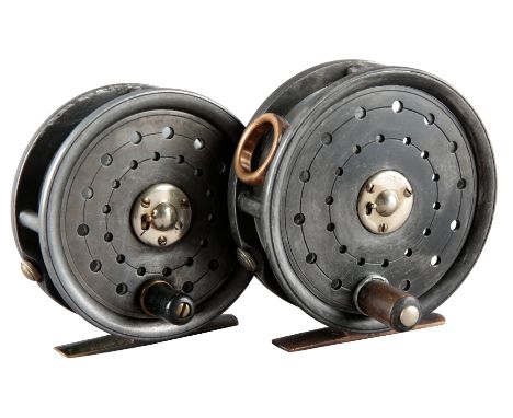 W.H. DINGLEY: A 3 3/4" TROUT FLY REEL retailed by JJS Walker, Brampton & Co., with smooth brass foot, perforated front plate 