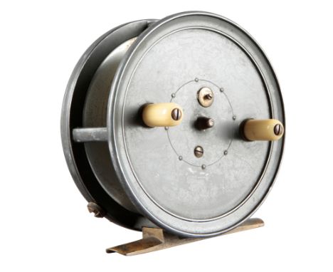 HARDY SILEX 'THE MASTER': A 4" SALMON CASTING REEL by W.H. Dingley, with twin ivorine handles, brass foot and ivorine brake l