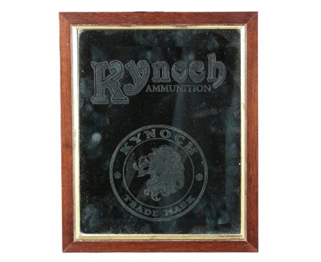 A KYNOCH AMMUNITION SHOP ADVERTISING MIRROR for Kynoch trademark, in a mahogany and gilt frame, 25cm x 20cmProvenance: A priv