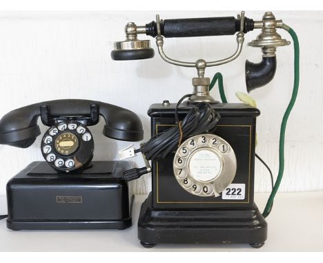 A vintage Ericsson telephone with side handle, and a vintage Bell telephone (2)