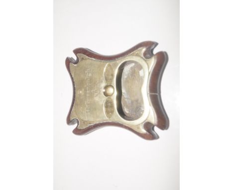 Interesting Victorian brass mounted Masonic snuff box, swivel disc rotating to reveal a thumb and index finger aperture, pers