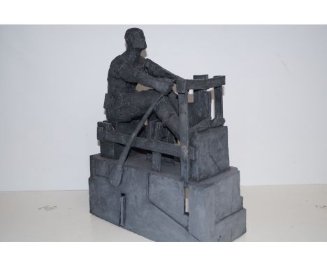 Ceramic sculpture of a rower by Christy Keeney. 41x32cm