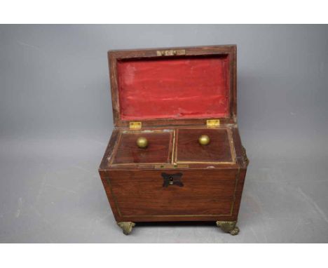 19th century rosewood simulated tea caddy (a/f), 8ins wide 
