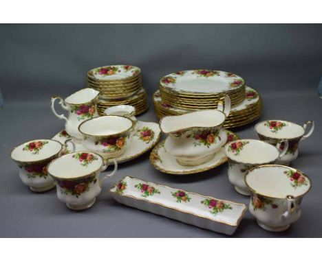 Mixed Lot: Royal Albert Old Country Rose china wares to include six dinner plates, seven side plates, five cups and six sauce