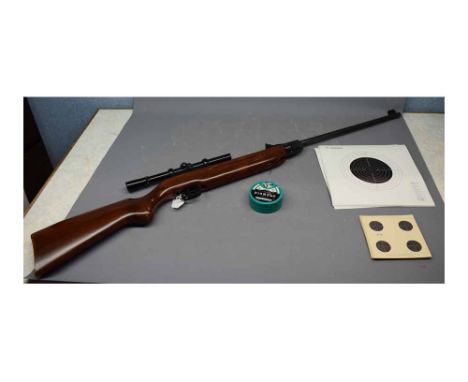 Weihrauch air rifle, model HW50 with 4x15 telescopic sight, .177 calibre, 43ins long overall together with small selection of