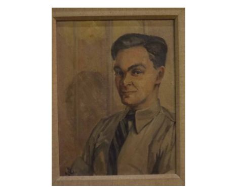 VBW, initialled and dated '42, oil on board, Head and shoulders portrait of a gent, 12 x 9ins 