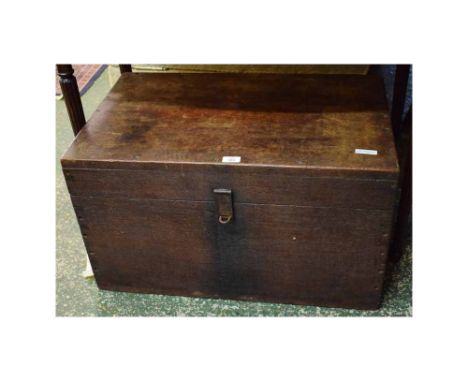 Early 20th century camphor wood trunk with inset brass handles to sides, 29ins x 18ins x 17ins  