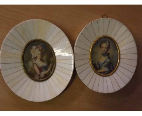 20th century Continental School pair of portrait miniatures, 3 x 2ins (2) 