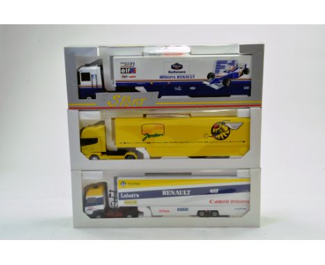 Scarce Trio of Louis Surber and Eligor Diecast Truck issues in 1/43 comprising Formula One Liveried Tractor and Trailer Units