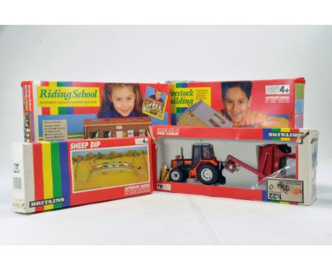 Britains 1/32 Farm Issues comprising older Tractor and Implement Issues plus Riding School and Livestock Sheds. Generally F t