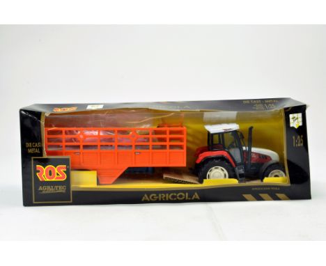 ROS 1/25 Steyr CVT 170 Tractor and Trailer Set with animals. Excellent to Near Mint in Box. 