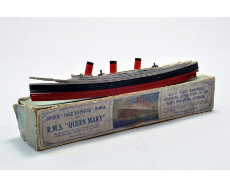 Chad Valley 'Take to Pieces' model of the RMS Queen Mary. Generally good in fair box. 