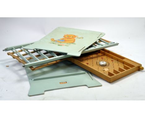 Triang Wooden Cot plus a wooden vintage issue Bagatelle. 