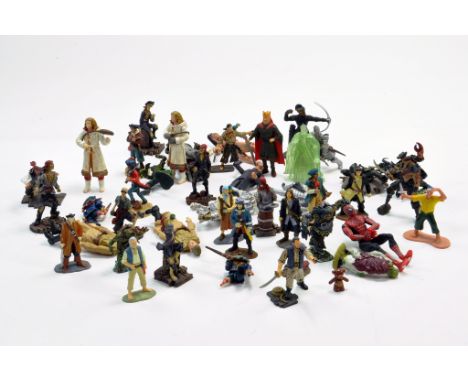 A group of various plastic figures based on various TV Related themes inc Lord of the Rings and Pirates of the Caribbean. 