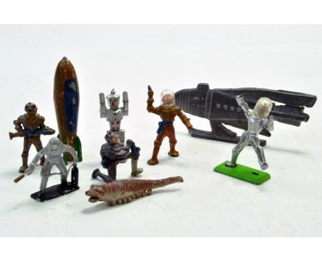 A group of Metal issue (one plastic) Space figures comprising Cherilea, Johillco plus Britains mounted deetail issue. Very Sc