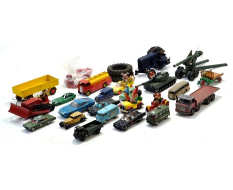 An assortment of interesting worn diecast issues comprising Dinky, Corgi, Spot-On etc inc Batmobile, Chad Valley Fordson, etc