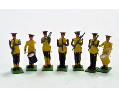 Early Britains plastic model figure group comprising US Army Regimental Band in Yellow Dress. Some Figure not complete but an