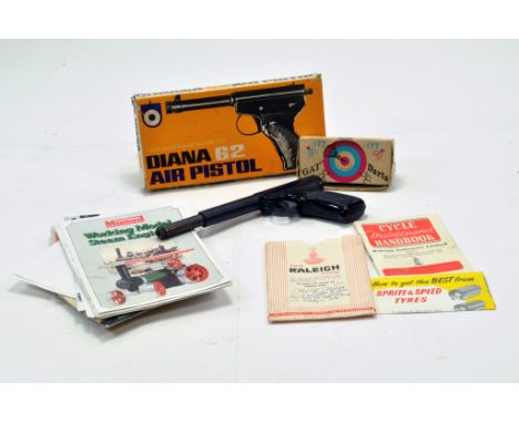 Diana G2 Air Pistol complete with darts and slugs, untested plus Original Raleigh 1955 Cycle Handbook plus Mamod instruction 