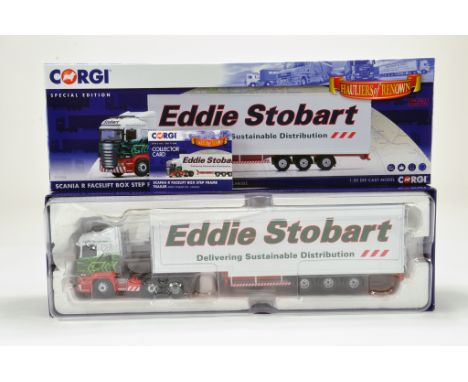 Corgi Diecast Truck Issue comprising No. CC13754 Scania R Facelift Box Step Frame Trailer in livery of Eddie Stobart. E to NM
