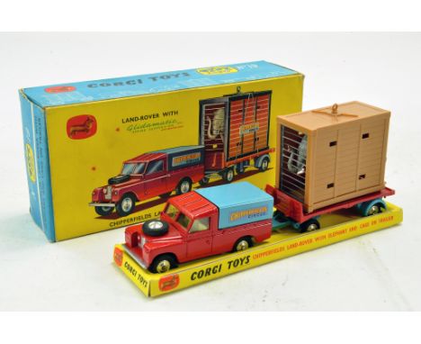 Corgi No. GS19 Chipperfields Land Rover with Elephant and Cage on Trailer. Fine example is excellent to Near Mint in Excellen