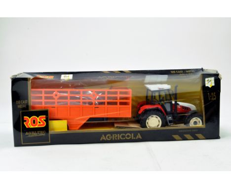 ROS 1/25 Steyr CVT 170 Tractor and Trailer Set with animals. Excellent to Near Mint in Box. 