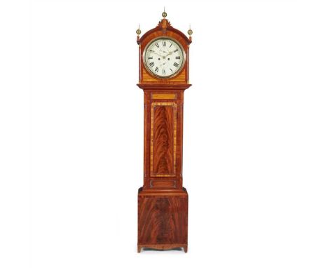 REGENCY MAHOGANY AND KINGWOOD LONGCASE CLOCK, WILLIAM FINNEMORE, BIRMINGHAM EARLY 19TH CENTURY the enamelled Roman number dia