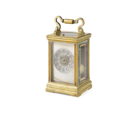 FRENCH BRASS REPEATING CARRIAGE CLOCK, E. MAURICE &amp; CO. LATE 19TH/ EARLY 20TH CENTURY the corniche case with a circular s