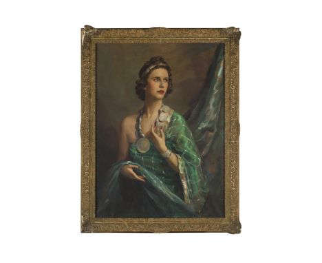 MANNER OF COWAN DOBSON HALF LENGTH PORTRAIT OF LADY ROSEMARY DIANA KING Oil on canvas (Dimensions: 102cm x 76cm (40in x 30in)