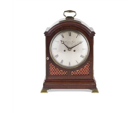 REGENCY STYLE MAHOGANY BRACKET CLOCK, HAMILTON &amp; INCHES, EDINBURGH EARLY 20TH CENTURY with break-arch top and gilt brass 