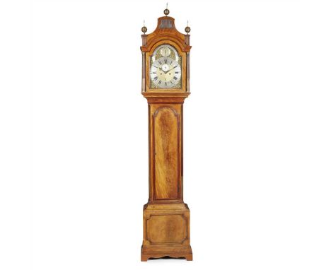 GEORGE III MAHOGANY LONGCASE CLOCK, BENJAMIN MAUD, LONDON LATE 18TH CENTURY the pagoda top with a reeded panel and brass fini