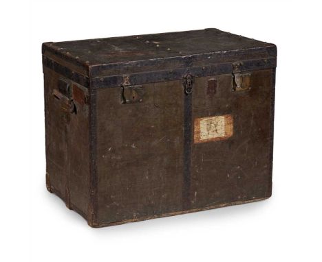 TRUNK BY MORITZ MADLER, LEIPZIG, WITH ROYAL ENTOMOLOGICAL SOCIETY OF LONDON ASSOCIATION 19TH of brown canvas with metal hardw