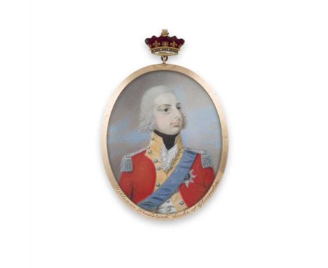 Y PORTRAIT MINIATURE OF PRINCE WILLIAM FREDERICK, DUKE OF GLOUCESTER AND EDINBURGH LATE 18TH/ EARLY oval, watercolour on ivor