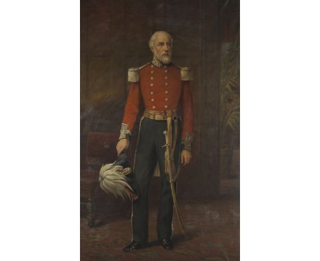 19TH CENTURY BRITISH SCHOOL FULL LENGTH PORTRAIT OF WILLIAM KING-NOEL, 1ST EARL OF LOVELACE Indistinctly signed, oil on canva