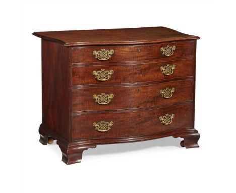 FINE GEORGE III MAHOGANY SERPENTINE COMMODE MID 18TH CENTURY the serpentine top with a moulded edge, above four long graduate