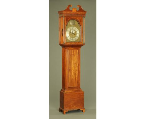 An early 19th century mahogany longcase clock, with boxwood strung case inscribed Allan Honu Irvine, with eight day striking 