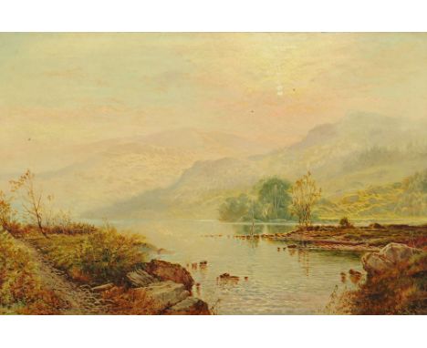 R E Wilkinson, an early 19th century oil painting on canvas, Windermere, 49 cm x 75 cm, framed, signed.