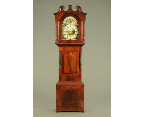 A Victorian mahogany longcase clock by Thomas Wortley Ripponden, with eight day striking movement, the case with short trunk 