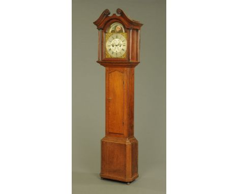 A George III oak longcase clock, with 30 hour movement and moon phase by Harrocks Emont (sic) Bridge, inscribed to the arch E