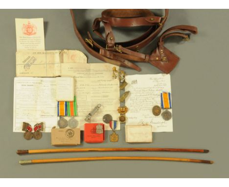 A First World War British War medal, to Ch.3290(S), Private C E Gilham RMLI, together with various medals, badges and paperwo