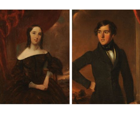 Early 19th century English School, a pair of oil paintings later laid down to board, portrait of a young lady and portrait of