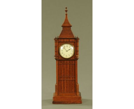 An Edwardian Big Ben mantle clock, oak cased and with single train movement.  Height 58.5 cm. CONDITION REPORT: The movement 